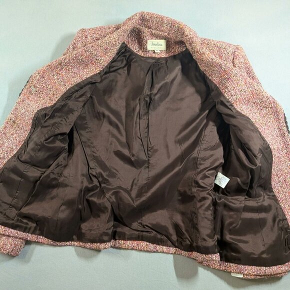 VTG Neiman Marcus Exclusive  Pink Tweed Wool Blend Lined Blazer - Picture 5 of 6